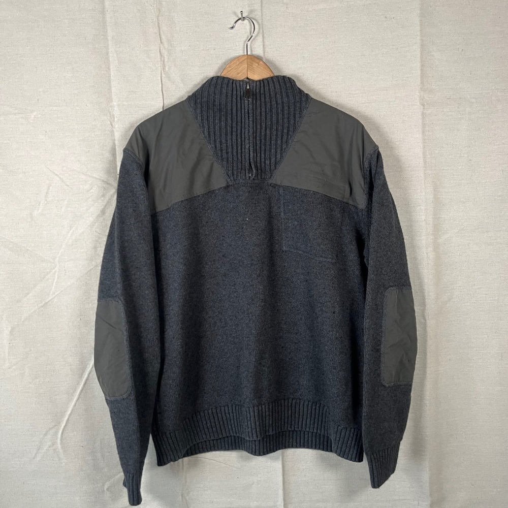 Duluth Trading Co Mens XL Gray Cotton Wool Quarter Zip Sweater Elbow Patches